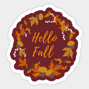 Hello Fall Autumn Design Sticker